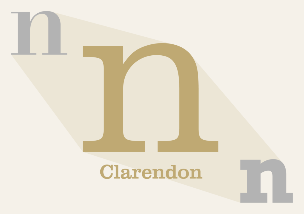 Clarendon 減少襯線的寬度，增加線條對比