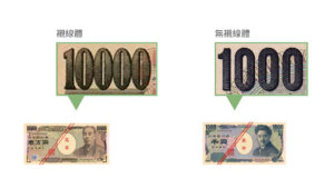 新、舊日鈔萬元比較