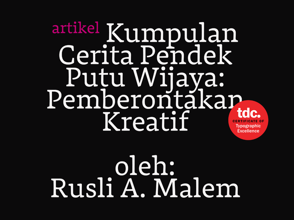 Pane, received the Certificate of Excellence from Type Directors Club (TDC) and was exhibited in The State of Print exhibition at the National Design Centre Singapore.