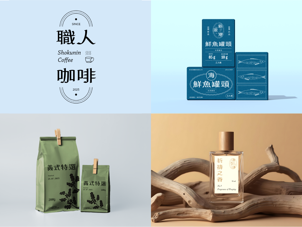 新浪潮適合用於傳定地經典風味，氣韻濃厚的包裝上