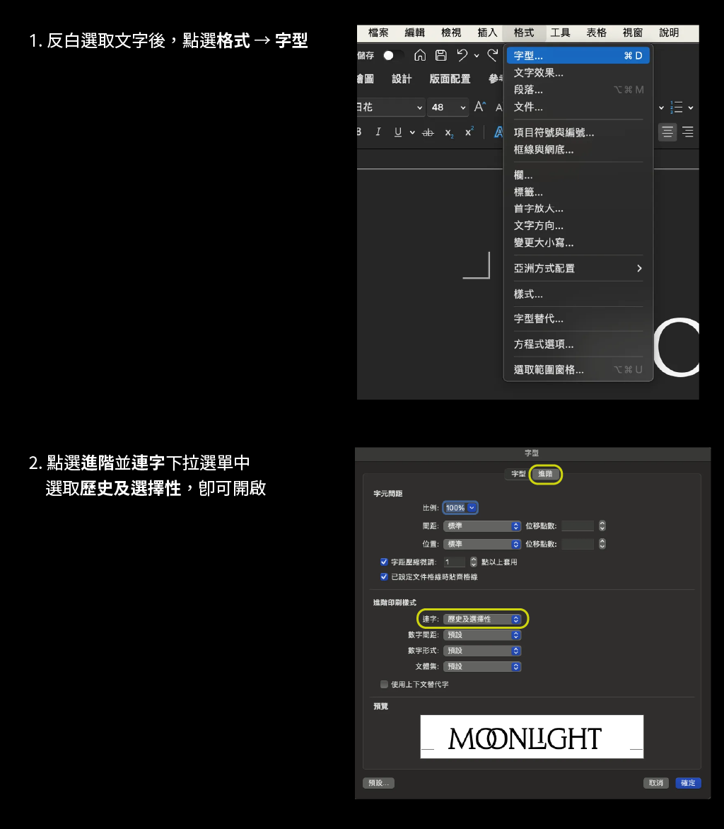 日花連字 Word 啟用方法