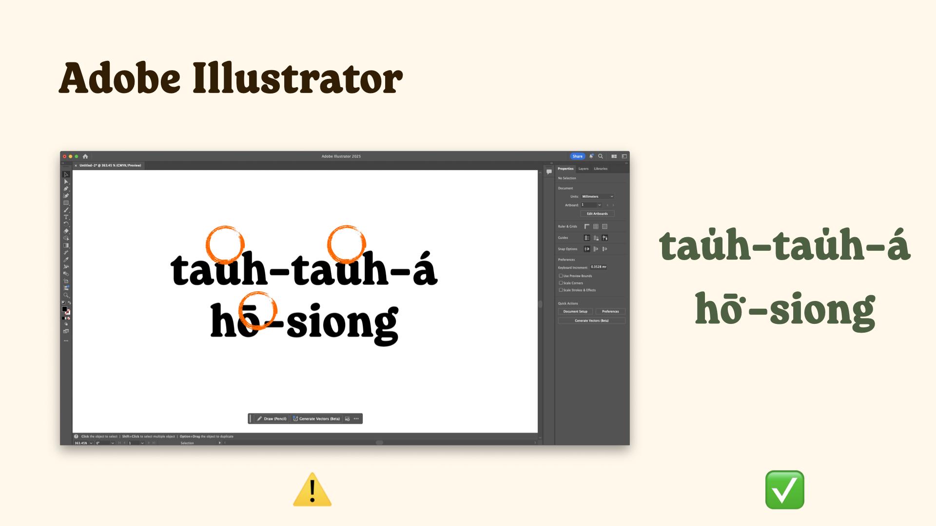Diacritics are missed while operating Adobe Illustrator under East Asia Options.