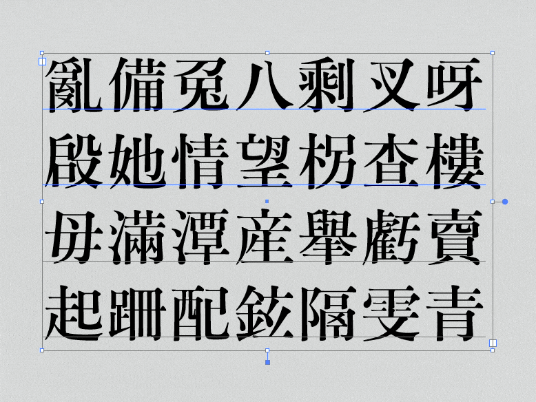 日星宋體貳號收錄之部分漢字替換字符